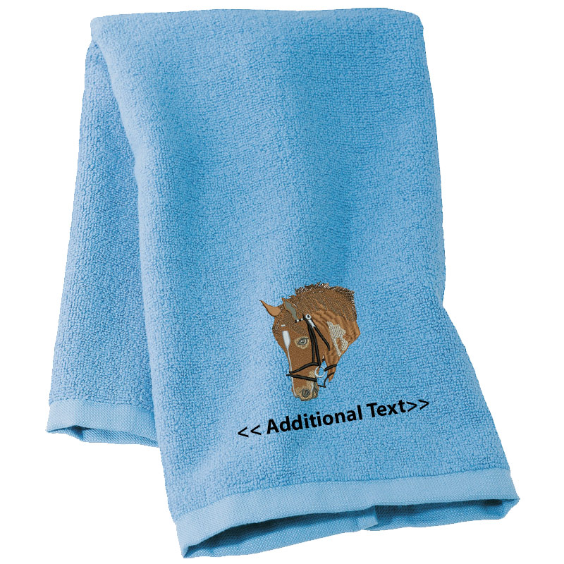 Personalised Horses Head Large Custom Embroidered Terry Cotton Towel