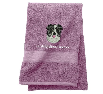 Personalised Border Collie Custom Embroidered Terry Cotton Towel