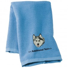 Personalised Husky Custom Embroidered  Terry Cotton Towel