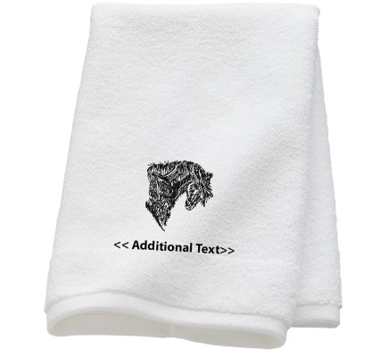 Personalised Horse Sketch Custom Embroidered  Terry Cotton Towel