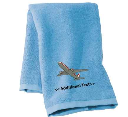 Personalised Plane Custom Embroidered Terry Cotton Towel