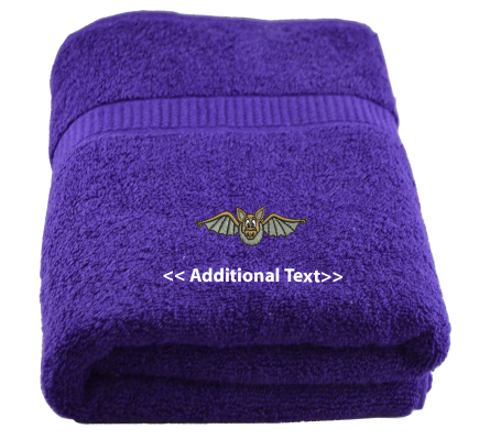 Personalised Bat  Custom Embroidered Terry Cotton Towel