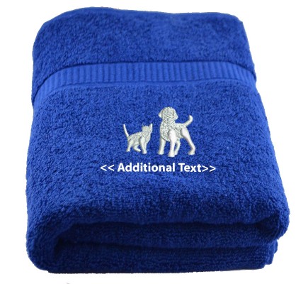Personalised Cat & Dog Custom Embroidered Terry Cotton Towel