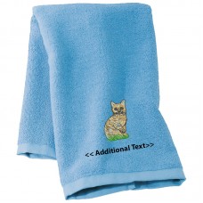 Personalised Cat  Custom Embroidered Terry Cotton Towel