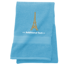Personalised Eiffel Tower Custom Embroidered Terry Cotton Towel