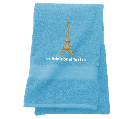 Personalised Eiffel Tower Custom Embroidered Terry Cotton Towel