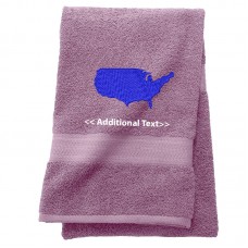Personalised USA Map Custom Embroidered Terry Cotton Towel
