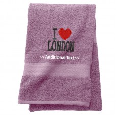 Personalised I Love London Custom Embroidered Terry Cotton Towel
