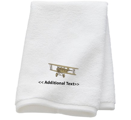 Personalised Old Aircraft  Custom Embroidered Terry Cotton Towel