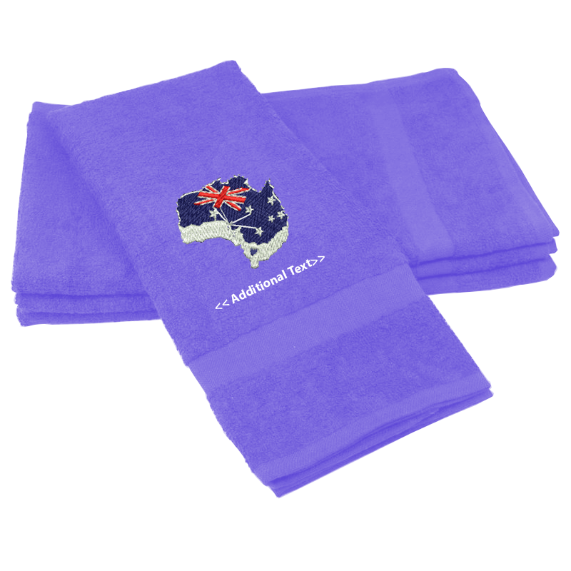 Personalised Australian Map Custom Embroidered Terry Cotton Towel